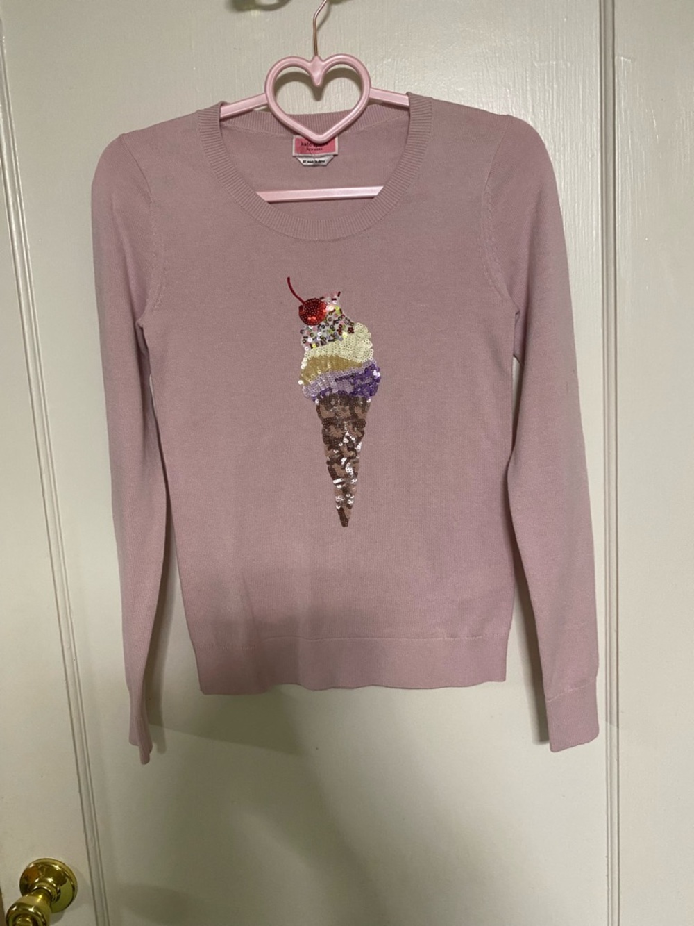 Kate Spade Pink Sequin Ice Cream Crewneck Sweater